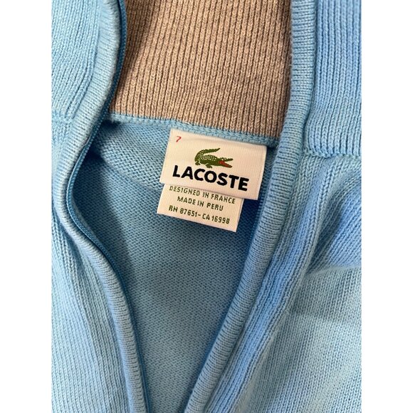 Lacoste Mens Quarter Zip Pullover Sweater Size 7 Croc Logo Cotton - Picture 13 of 15